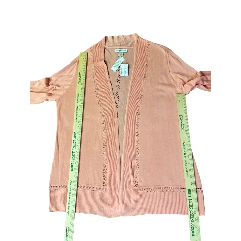 Christopher & Banks Cardigan Womens XL Peach Pink Open Front 3/4 Sleeve NEW - Picture 4 of 16